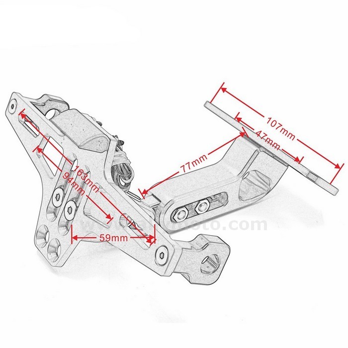 76 Universal Motorcycle Led Light Adjustable Multi-Angle Fender Eliminator License Plate Bracket Holder Tidy Tail Sport@4